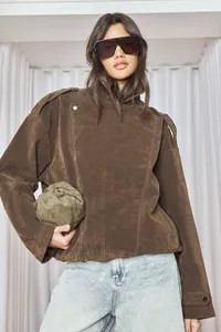 Oversized Faux Suede Biker Jacket | boohoo (US & Canada)