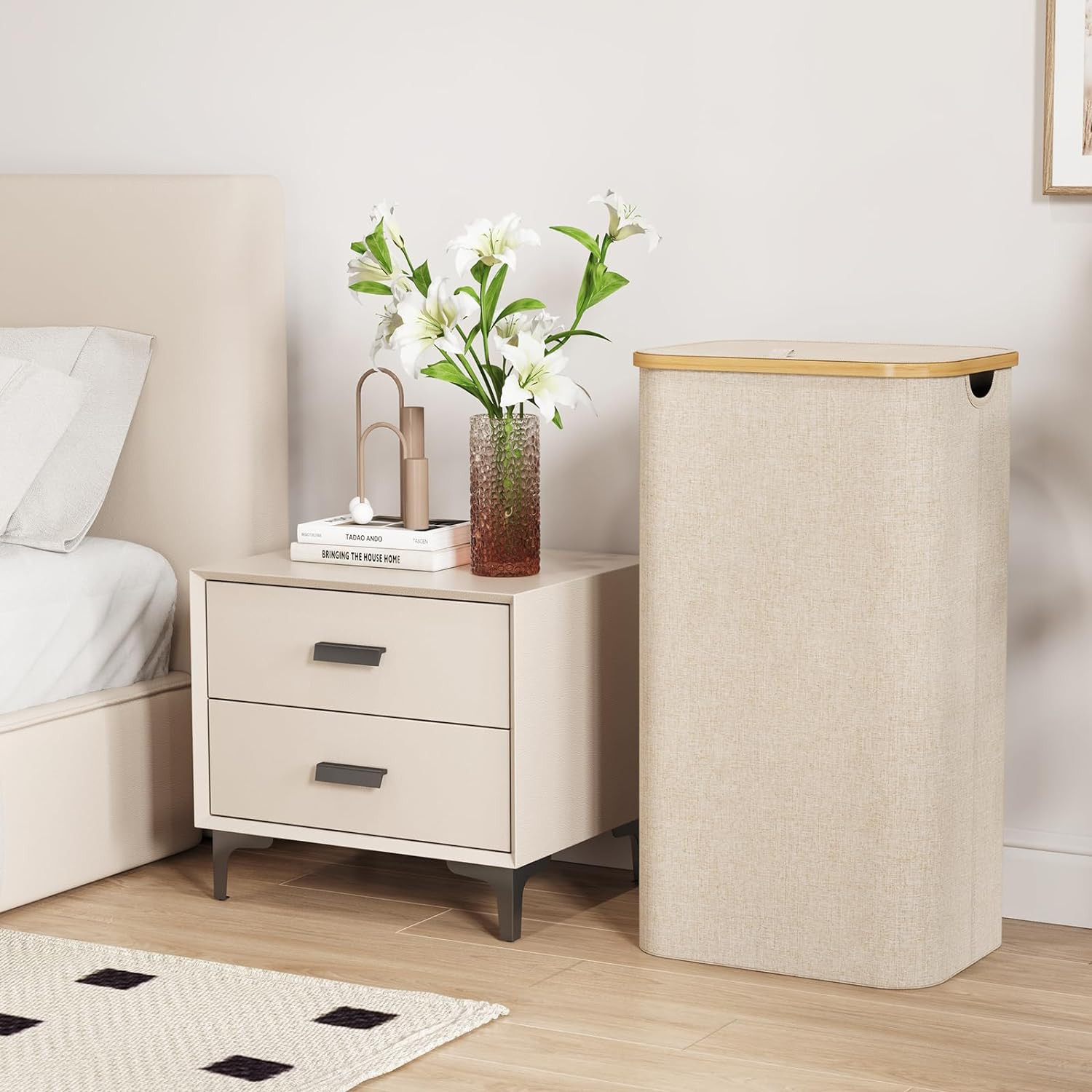 Lifewit 100L Laundry Basket with Lid, Clothes Hampers for Laundry with Bamboo Handles and 1 Remov... | Amazon (US)