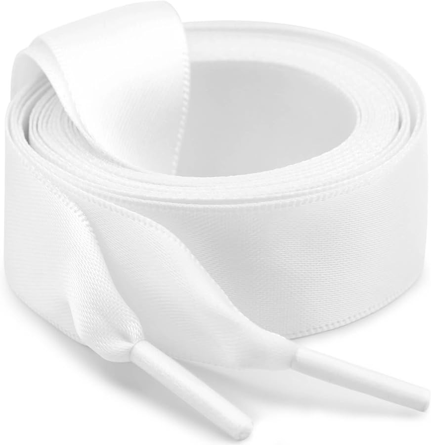 Flat Satin Ribbon Shoelaces: 2cm Wide Silk Shoe Laces for Women -2 Pair | Amazon (US)