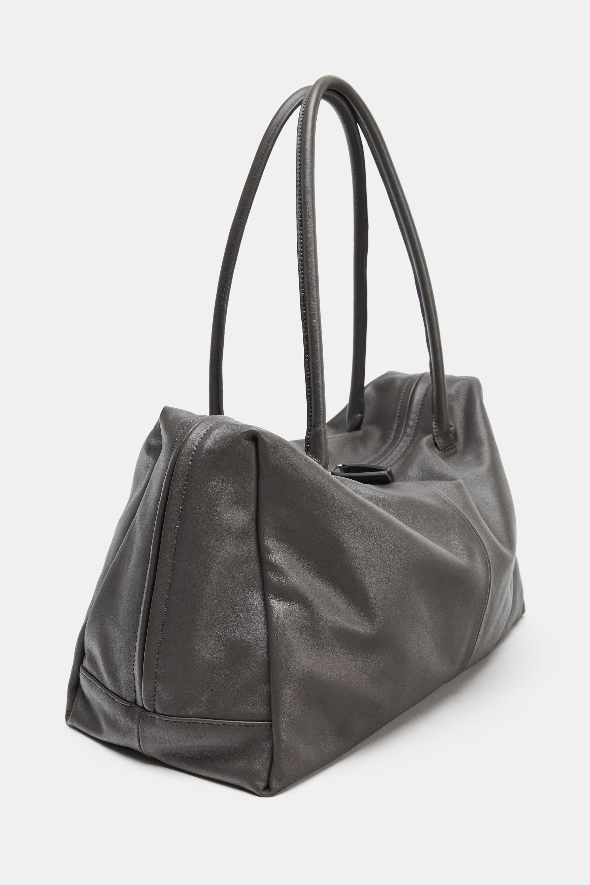 MAXI LEATHER BOWLING BAG | Zara UK