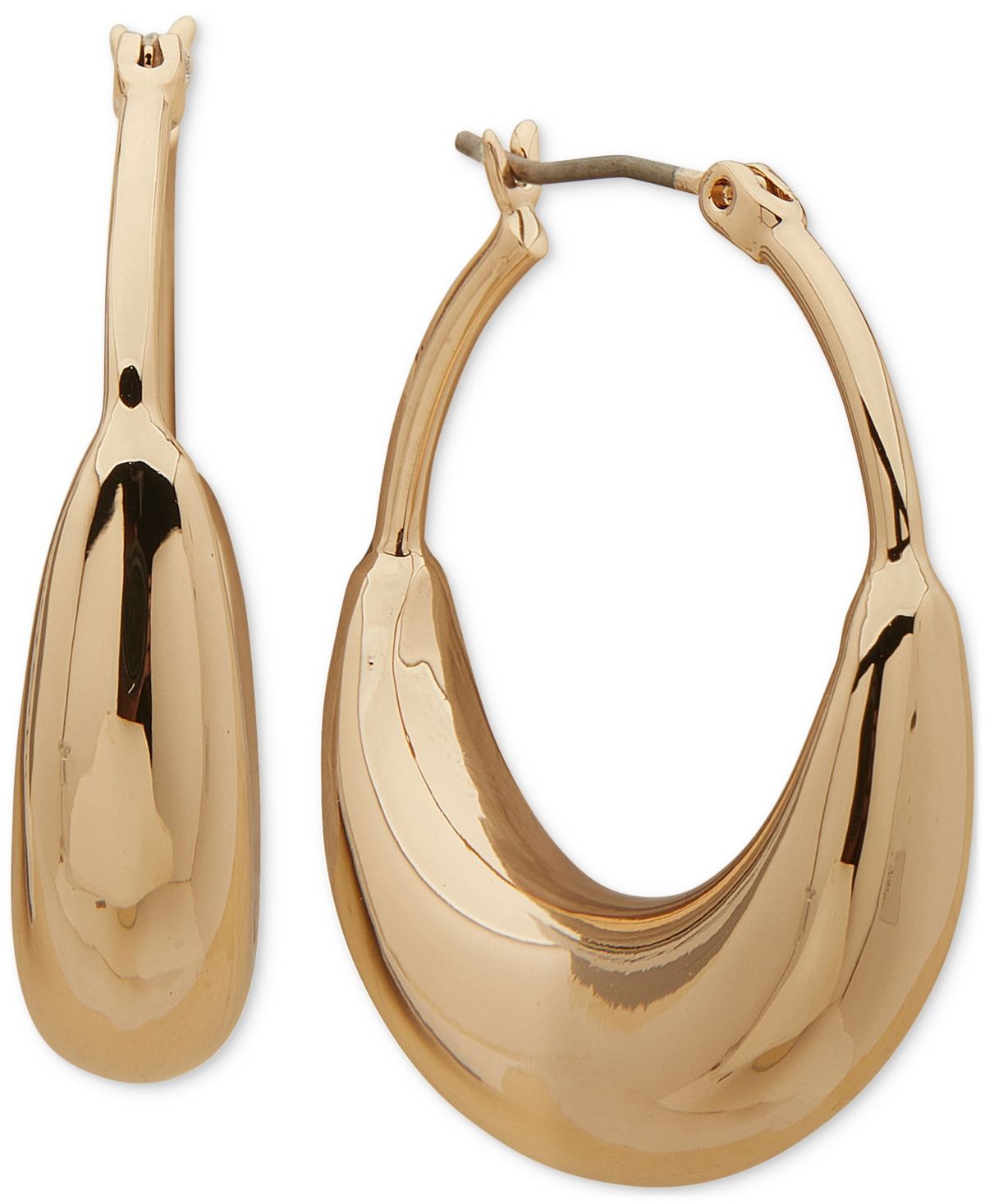 Dkny Medium Puffy Sculptural Elongated Hoop Earrings - Gold | Macy's