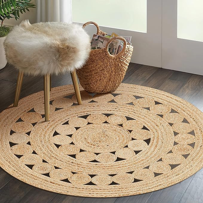 Jute Rug - Bedroom Rugs - Boho Rugs for Bedroom, Dining Room Rug, 4 Ft Round Rug - Natural Fibre,... | Amazon (US)