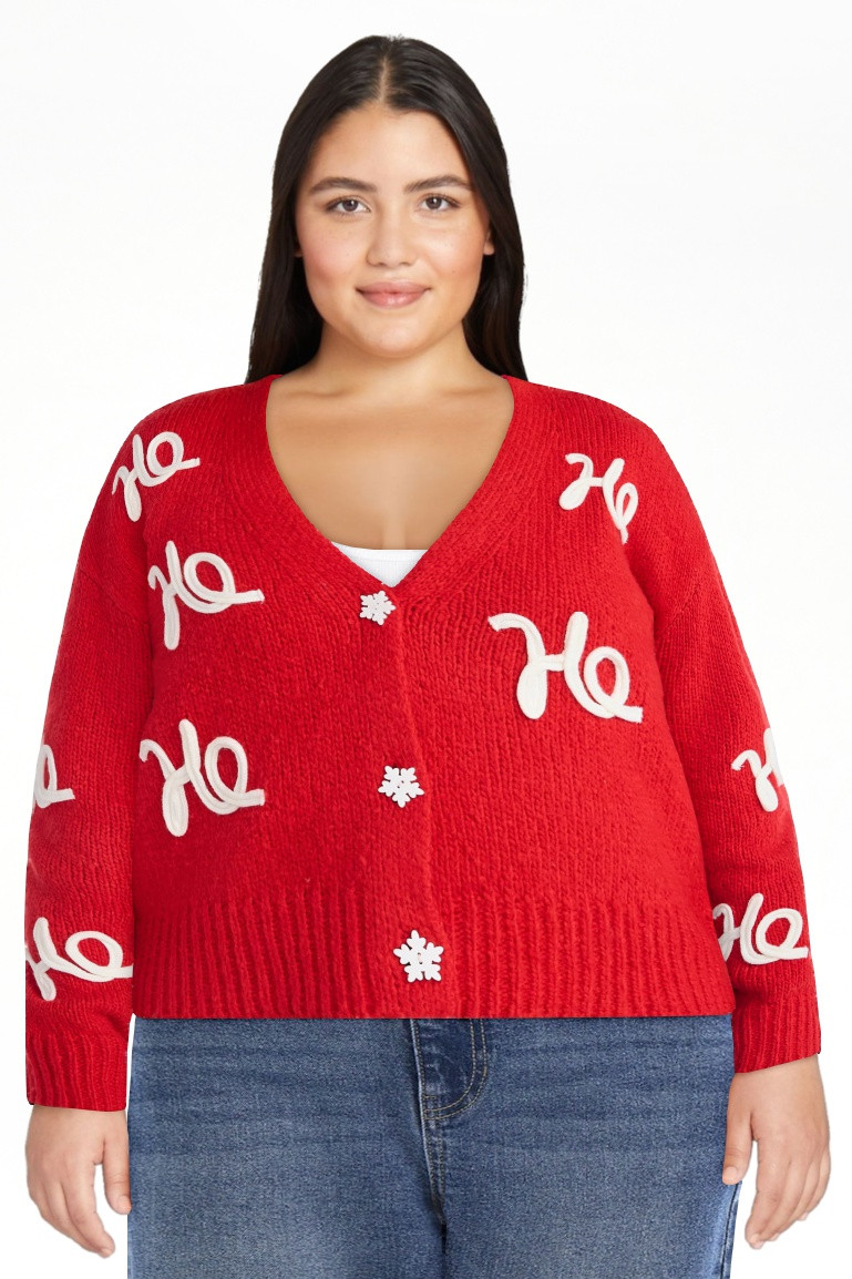 No Boundaries Embroidered Christmas Cardigan, Women's & Women's Plus - Walmart.com | Walmart (US)