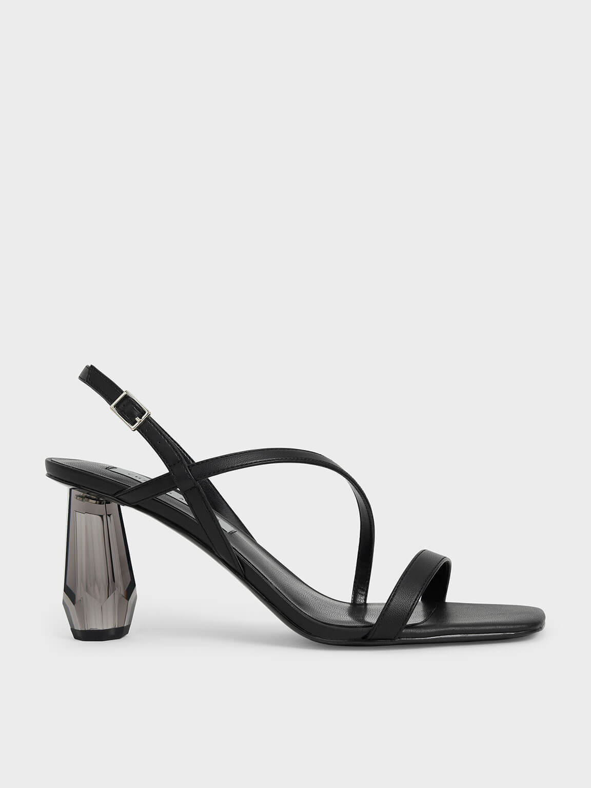 See-Through Sculptural Heel Sandals
 - Black | CHARLES & KEITH (US)