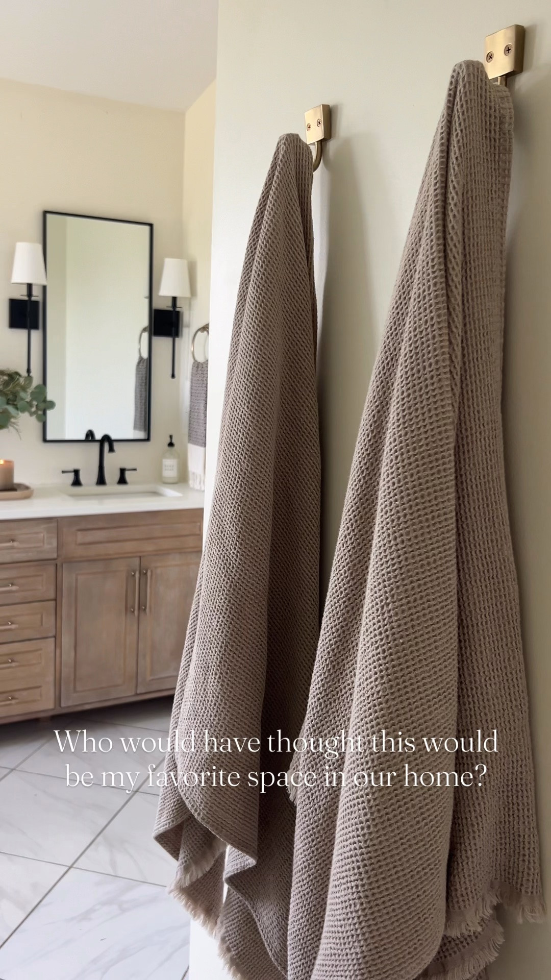 Love how our primary bathroom turned out! This vanity is so beautiful we have had it for 5+ years no issues. We did replace the original countertop it came with.

Bathroom cabinet, bathroom vanity, wall mirror, wall sconce, bathroom lighting, bathroom decor

#LTKHome #LTKSaleAlert