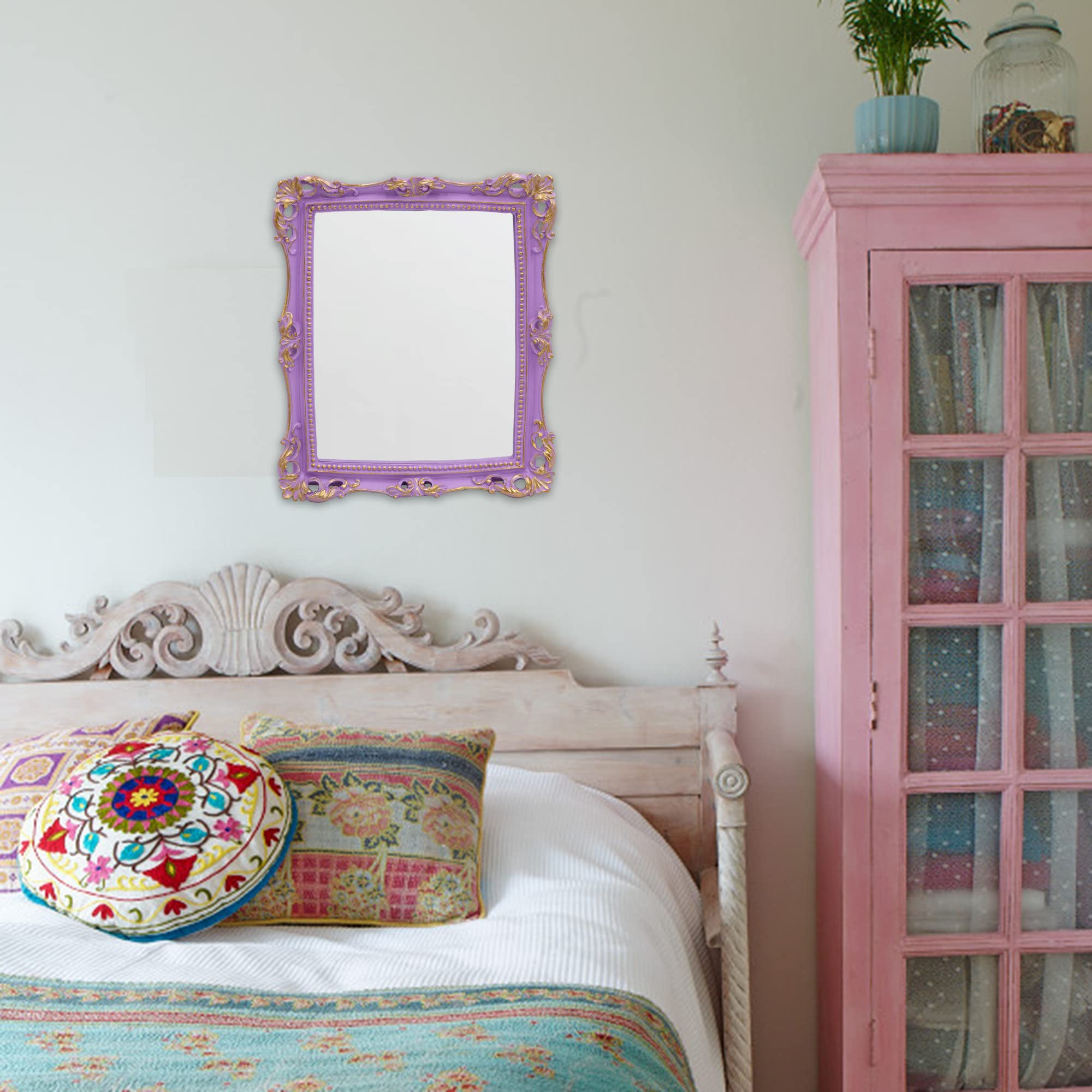 Funerom Vintage 11 x 9.5 inch Decorative Mirror, Wall Mounted & Tabletop Makeup Mirror ，Square ... | Amazon (US)