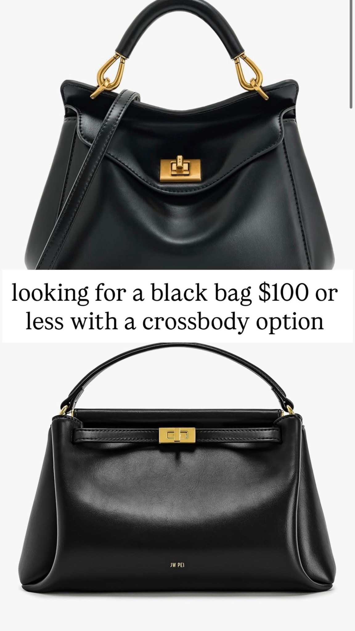Looking for a stylish black bag $100 or less with a crossbody option! Both on sale. 

#LTKSaleAlert #LTKWorkwear #LTKMidsize