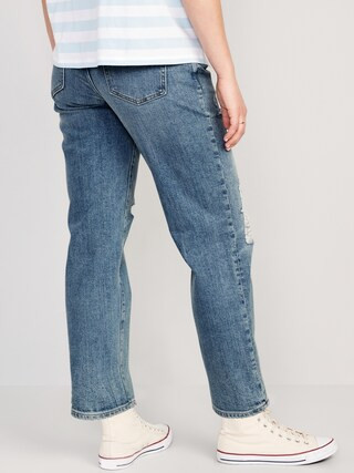 Maternity Full Panel Boyfriend Straight Ripped Jeans | Old Navy (US)