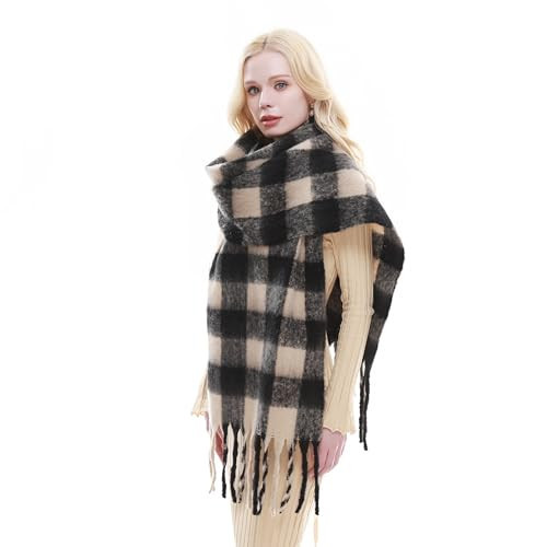 RIIQIICHY Plaid Scarf for Women Chunky Scarves Winter Warm Thick Oversized Blanket Scarf | Amazon (US)