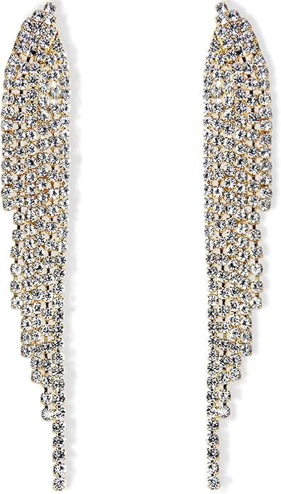 Humble Chic Simulated Diamond Statement Earrings for Women - Cubic Zirconia Long Crystal Tassel E... | Amazon (US)
