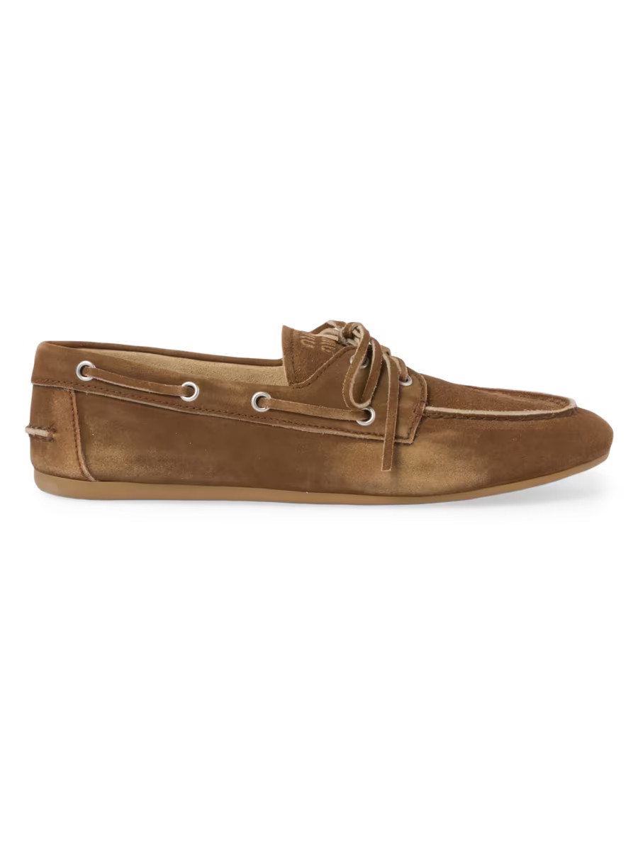 Miu Miu Faded Unlined Suede Loafers | Saks Fifth Avenue | Saks Fifth Avenue