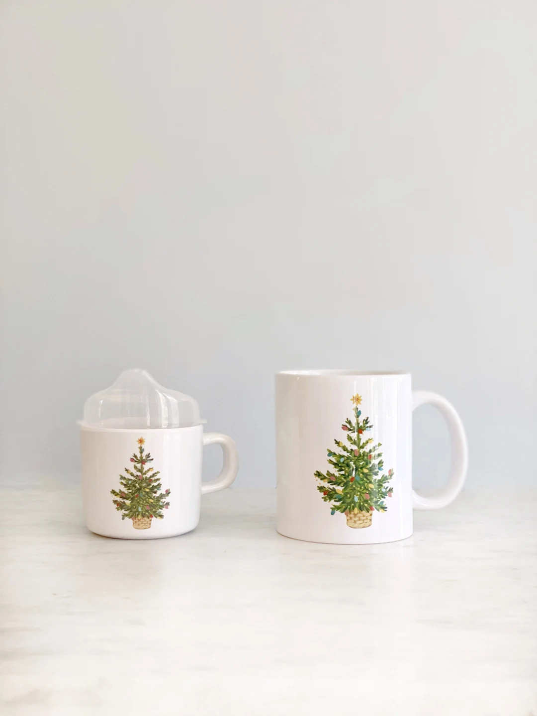 Christmas Tree Two of a Kind Cup Set, Holiday Children's Tableware, Mama and Me Cups - Etsy | Etsy (US)