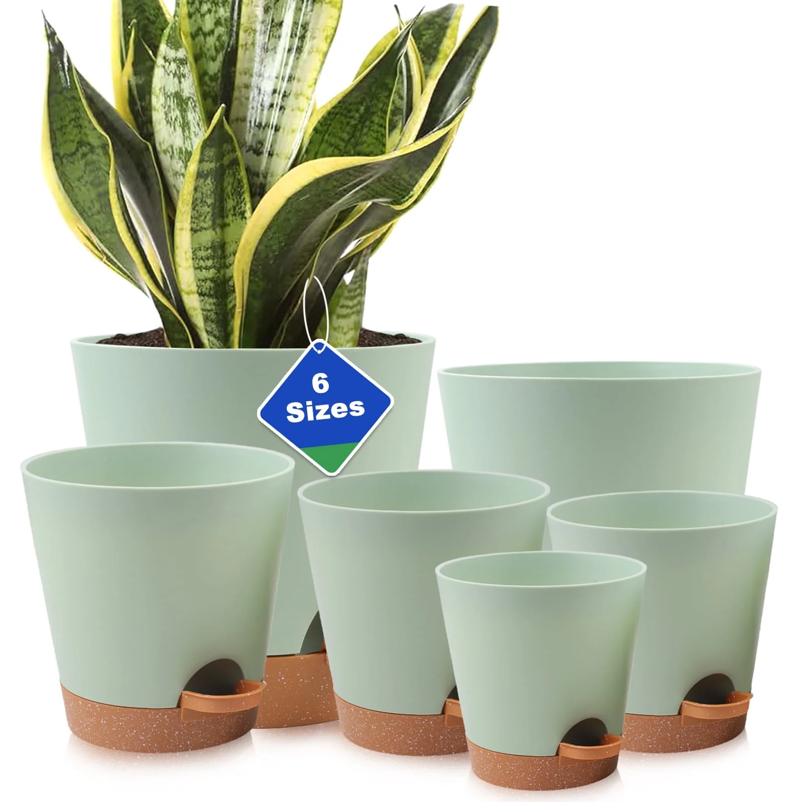 Guirnd Indoor Self Watering Planters with Drainage Holes and Saucers,8,7,6.5,6,5.5,5 inches, 6 Po... | Walmart (US)