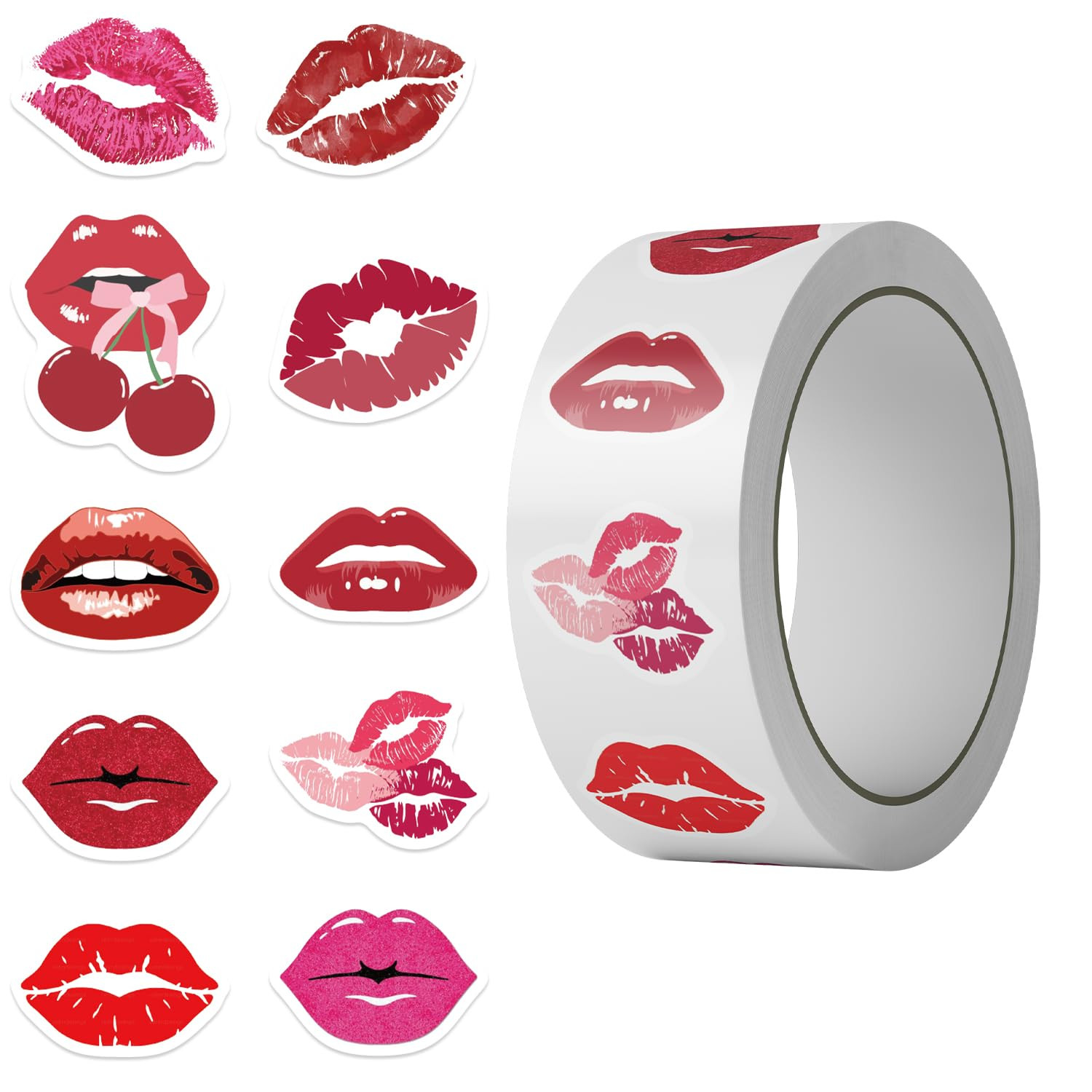 500PCS Valentine's Day Lip Stickers Roll 10 Styles Envelope Seals Sticker Red Lip Stickers for Ad... | Amazon (US)
