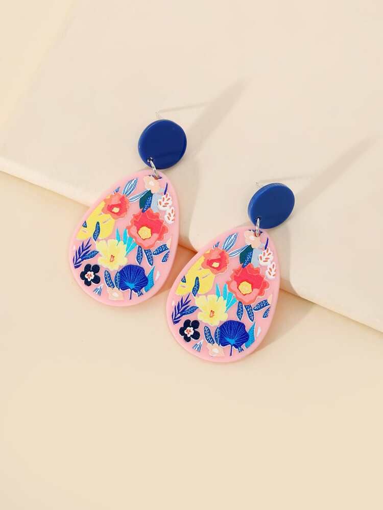 Flower Print Drop Earrings | SHEIN