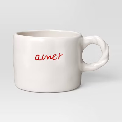 13 fl oz Stoneware Organic Amor with Heart Decal Inside of Mug - Threshold™ | Target