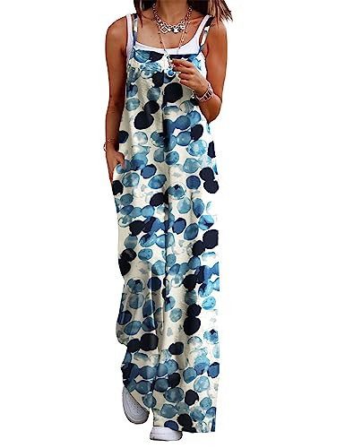 YESNO Women's Summer Boho Cotton Casual Jumpsuits Wide Leg Overalls Floral Print Baggy Rompers wi... | Amazon (US)