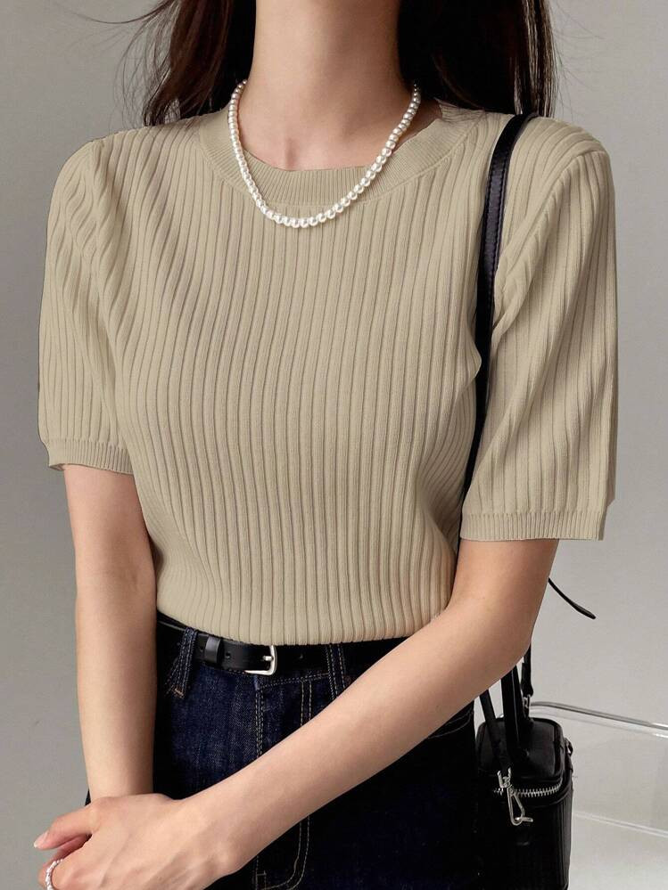DAZY Solid Ribbed Knit Top | SHEIN