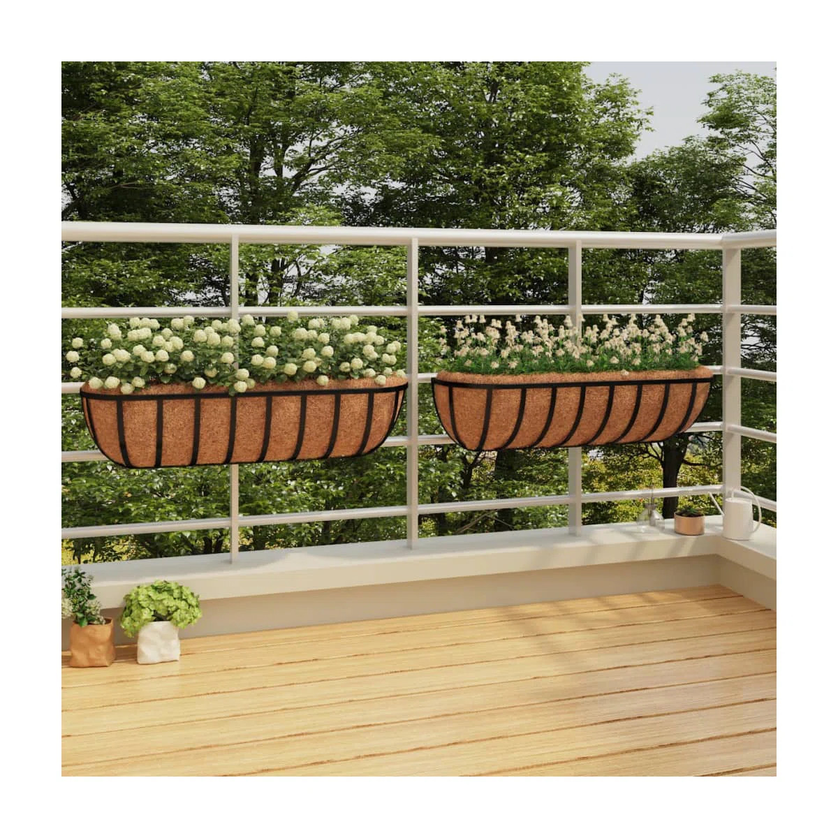 Winston Porter Wall Troughs 2 Pcs With Coco Liners Black Steel (Set of 2) | Wayfair North America