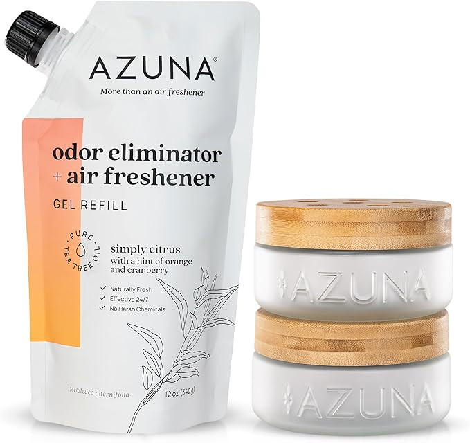 Azuna Air Freshener & Odor Eliminator for Strong Odor | 2 Room Kit Includes (2) Empty Luxe Glass ... | Amazon (US)
