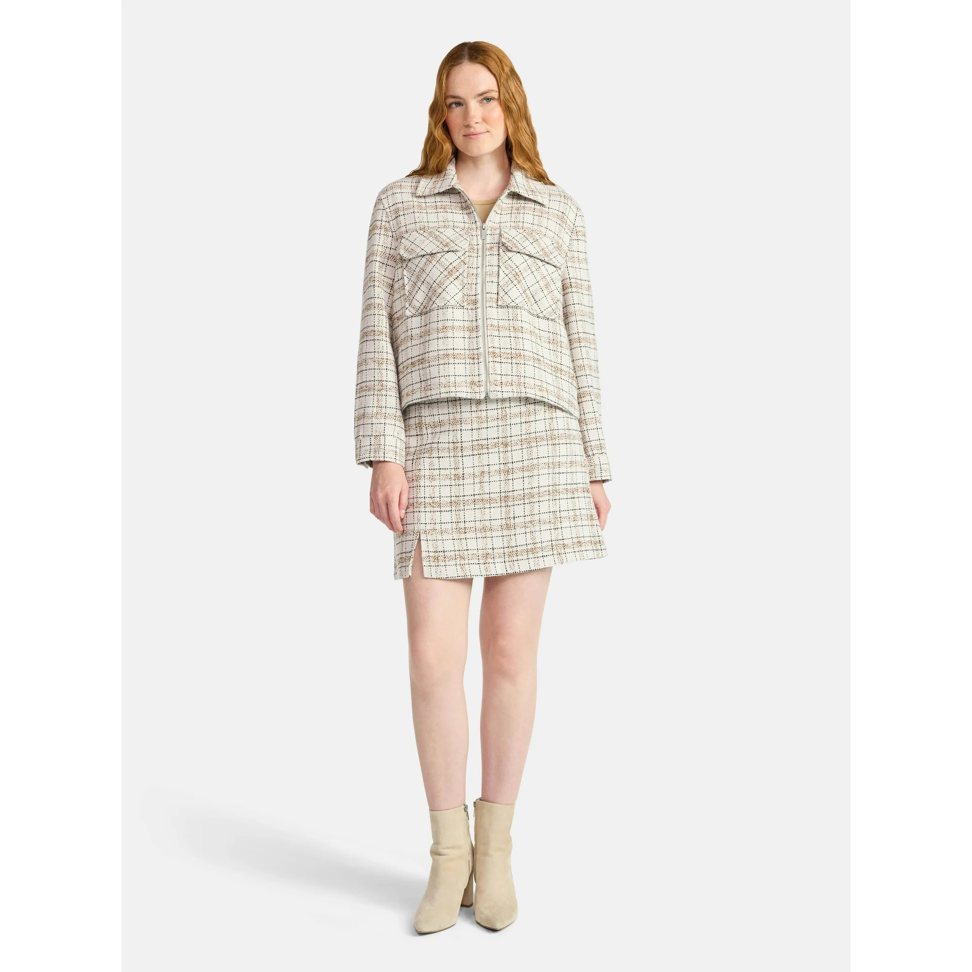 Time and Tru Women's Tweed Zip Jacket, Midweight, Sizes XS-XXXL | Walmart (US)
