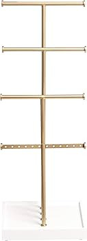 Amazon Basics Four-Tier Jewelry Tree Stand - White/Brass | Amazon (US)