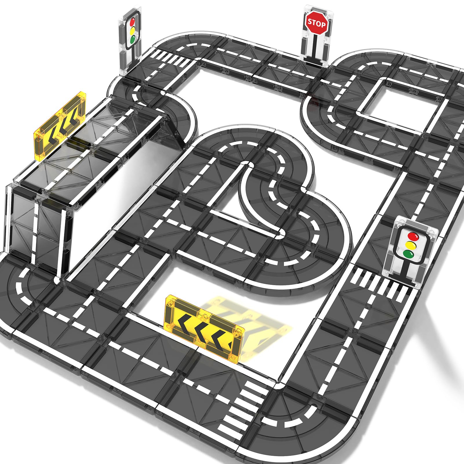 Magnetic Tiles Road Set, Magnet Tiles for Kids Ages 3-5 4-8 5-7, Magnetic Building Blocks Montess... | Amazon (US)