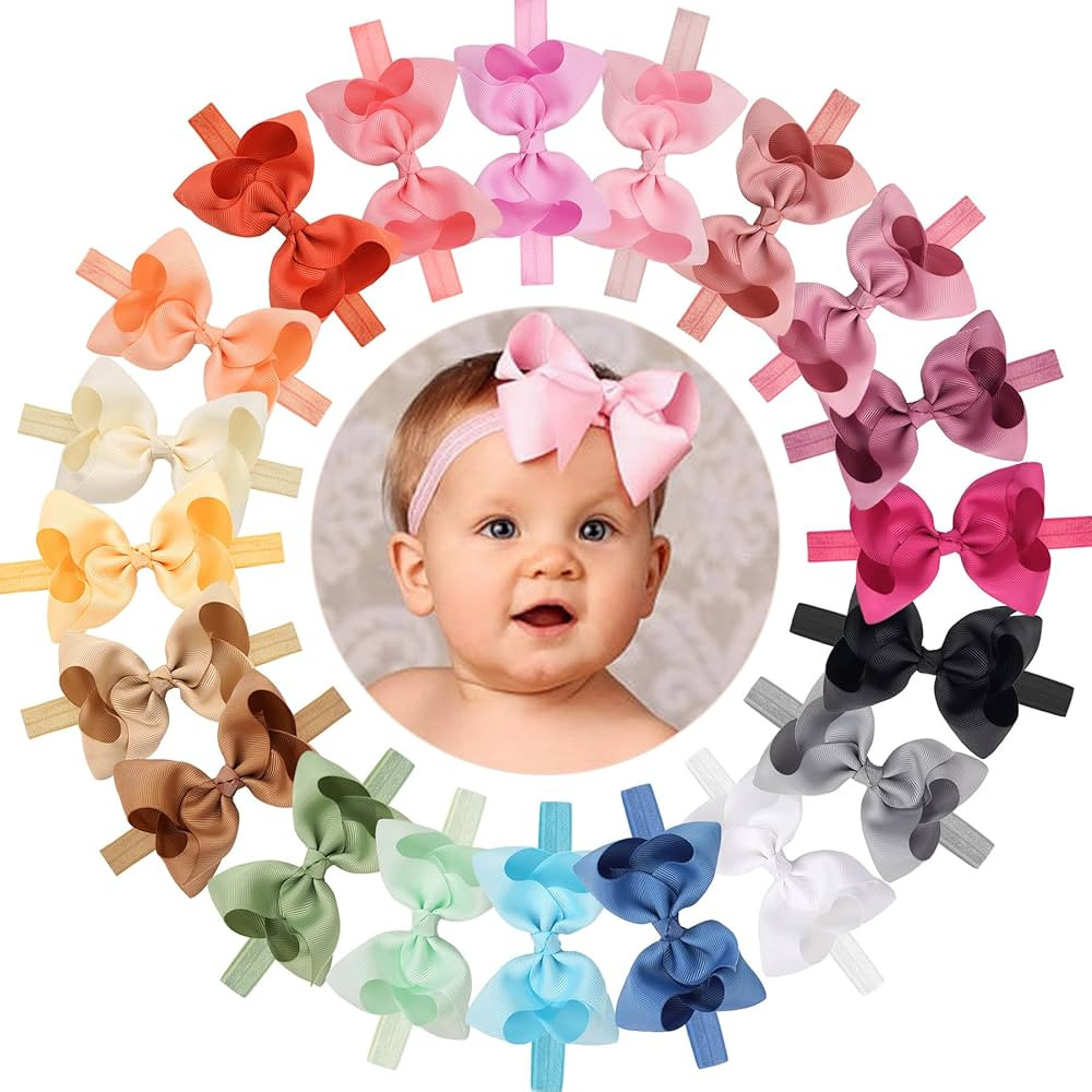 CÉLLOT Baby Girls Headbands Grosgrain Ribbon 4.5" Hair Bows Headband Big Bow Hair Bands for Todd... | Amazon (US)