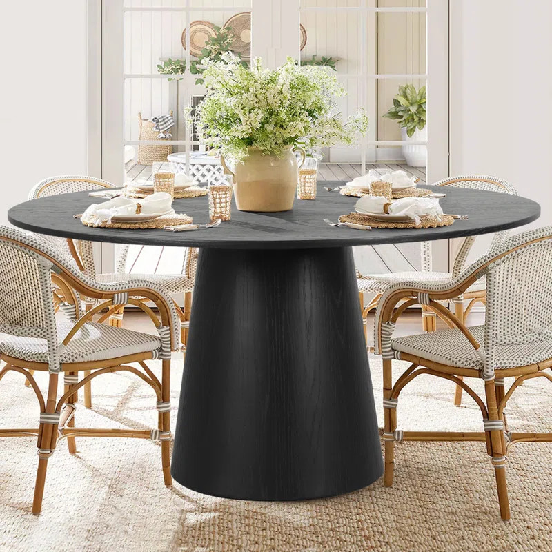 Kolton 60" Solid Oak Round Pedestal Dining Table | Wayfair North America