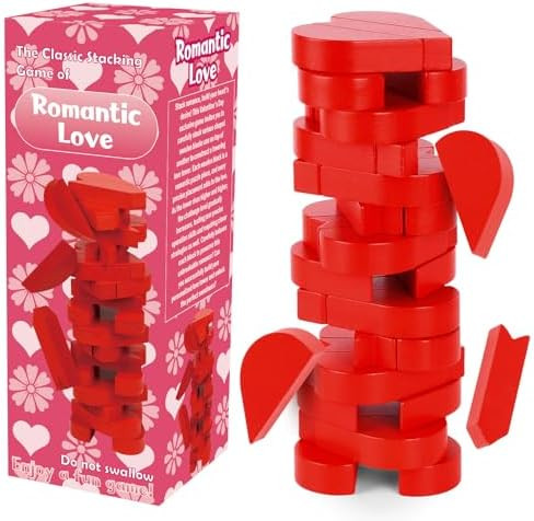 Valentine's Day Heart Stacking Game - Collapsible Tower for Intimate Date Nights, Love-Themed Par... | Amazon (US)