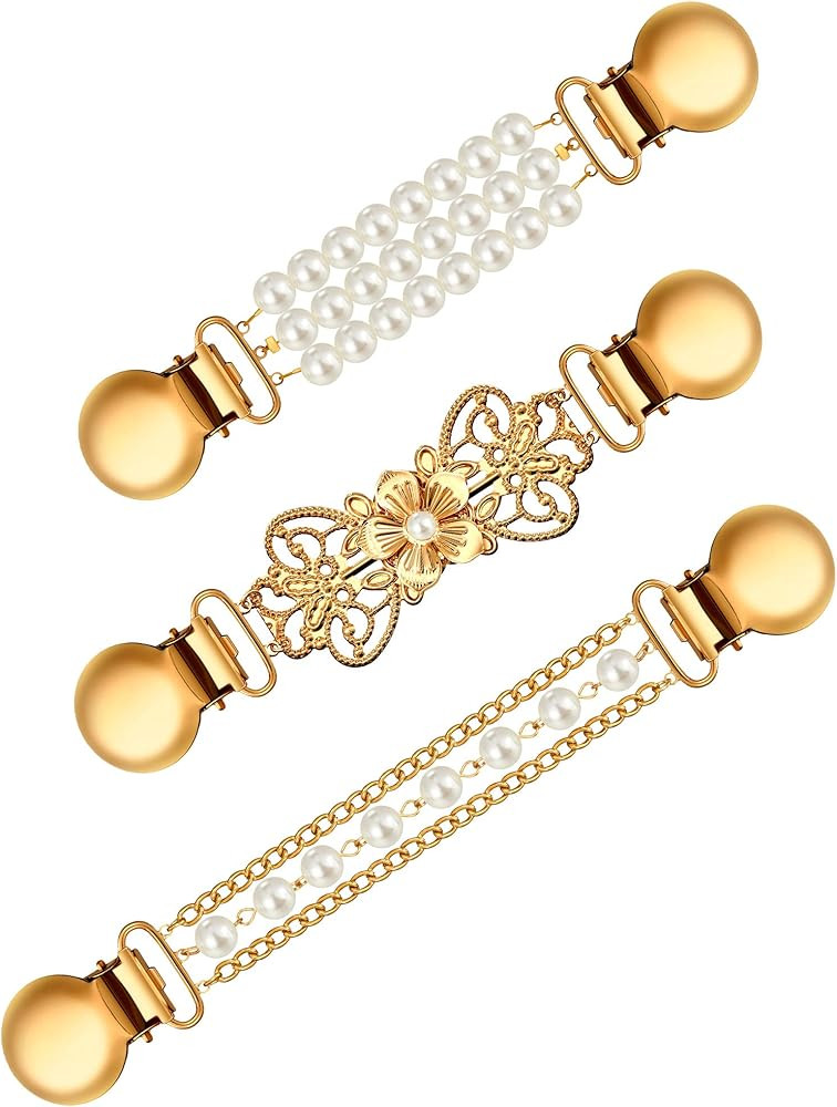 Jetec 3 Pcs Vintage Sweater Clips for Women Shirt Dress Shawl Clips Cardigan Brooches Decoration ... | Amazon (US)