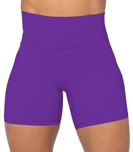 Sunzel No Front Seam High Waist Biker Shorts for Women, Squat Proof Yoga Workout Gym Bike Shorts 5" Electric Purple X-Small | Amazon (US)