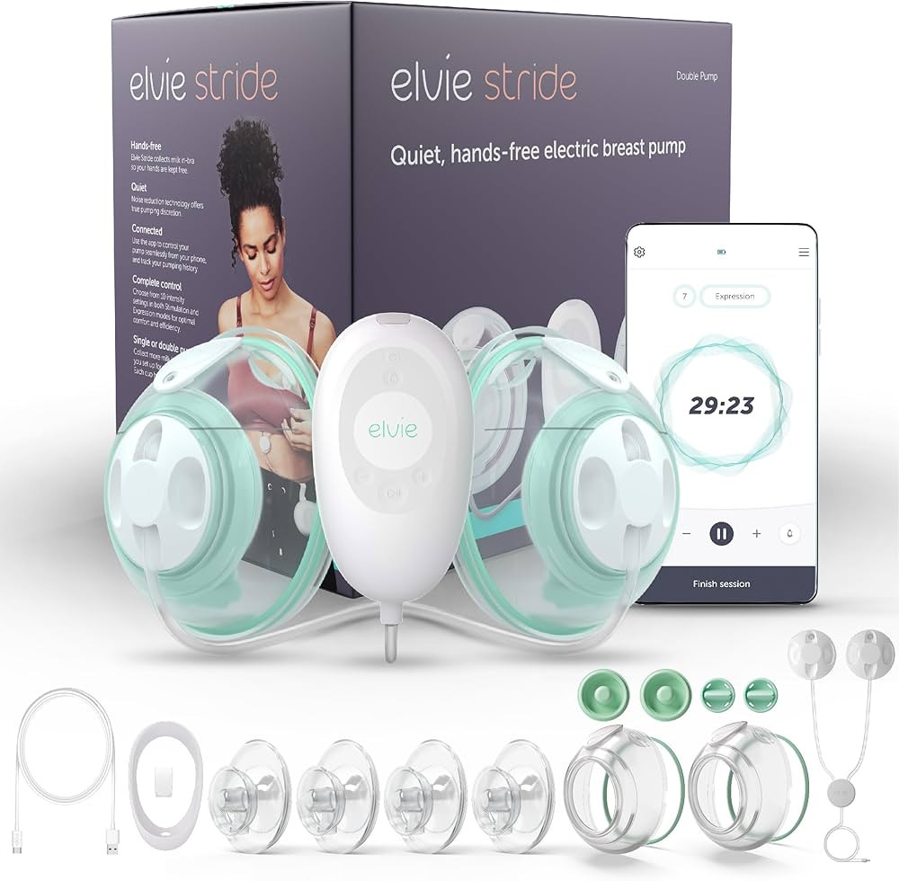 Elvie Stride Hospital-Grade, App-Controlled Breast Pump - Hands-Free, Wearable, Ultra-Quiet & Ele... | Amazon (US)