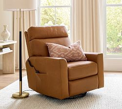 Parker Leather Power Swivel Glider Recliner with Massage & Heat | Pottery Barn (US)