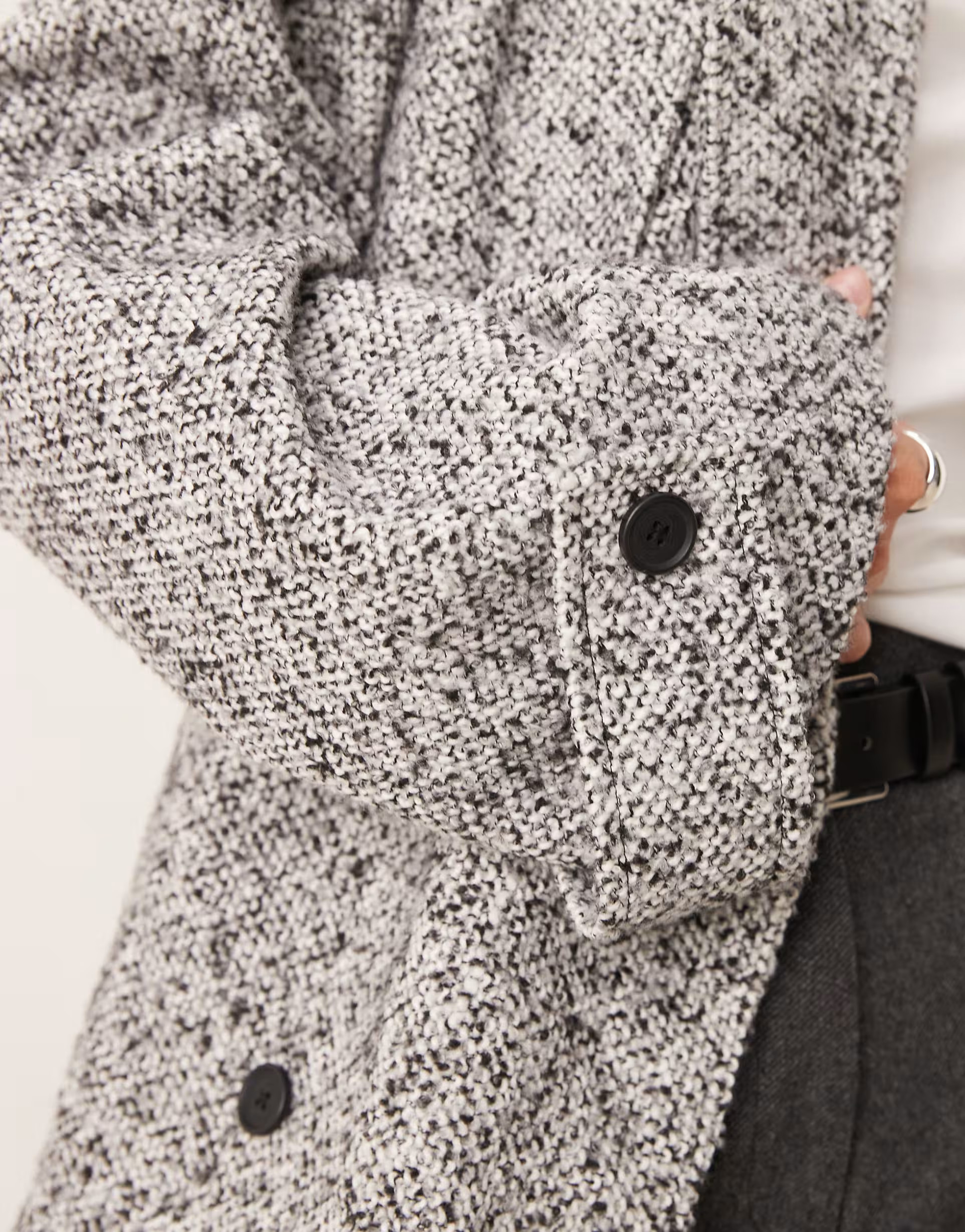 ASOS DESIGN brushed textured belted short formal trench coat in gray | ASOS (Global)