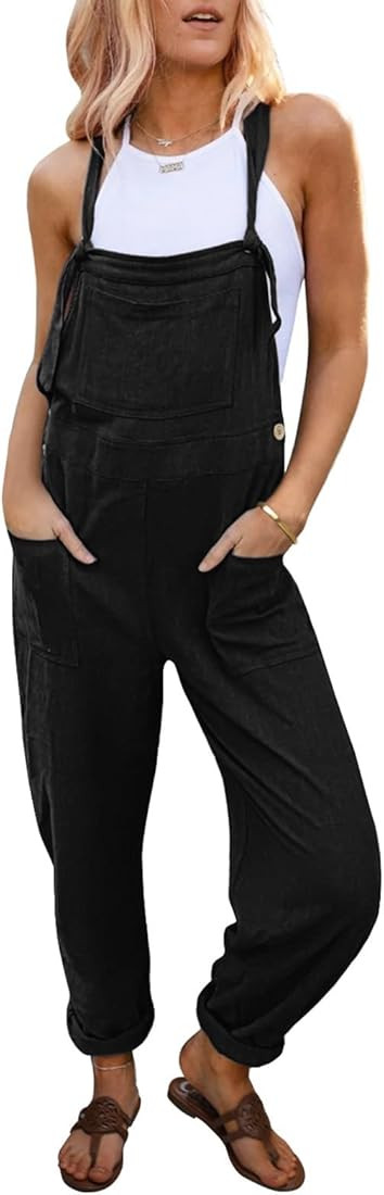 Vetinee 2023 Jumpsuits for Women Casual Baggy Linen Overall Jumpsuit Boho Jumpers Summer Outfits ... | Amazon (US)