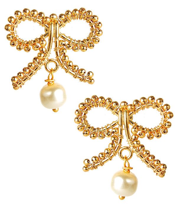 Little Bow Pearl Drop Earrings - Gold | Lisi Lerch Inc