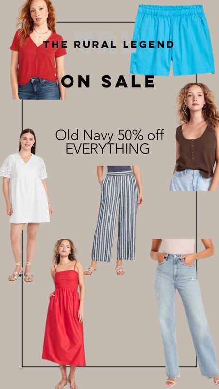 Old Navy 50% off everything!
Women’s summer fashion. Shorts tshirts, dresses, vacation, patriotic, 4th of July, Memorial Day 

#LTKFind #LTKsalealert #LTKunder50