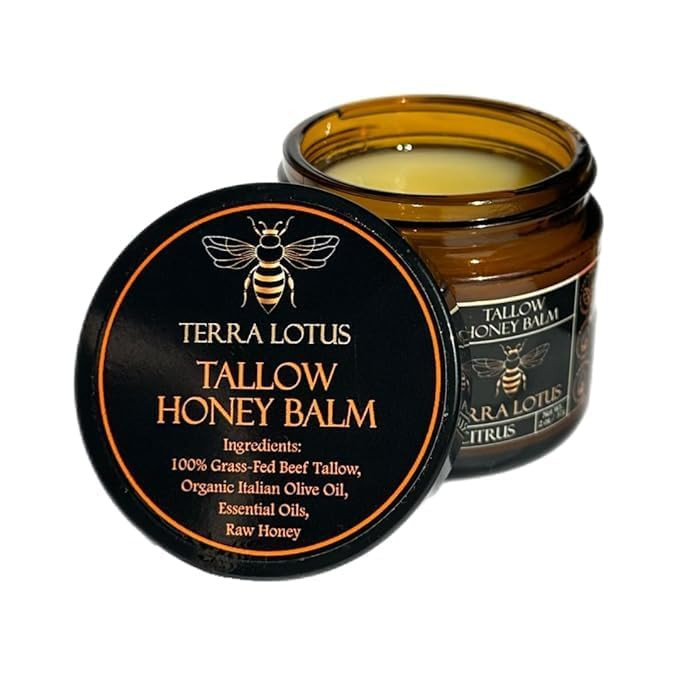 Organic Grass-Fed Beef Tallow Balm with Raw Honey - Moisturizing Cream for Soft, Smooth Skin - Ha... | Amazon (US)