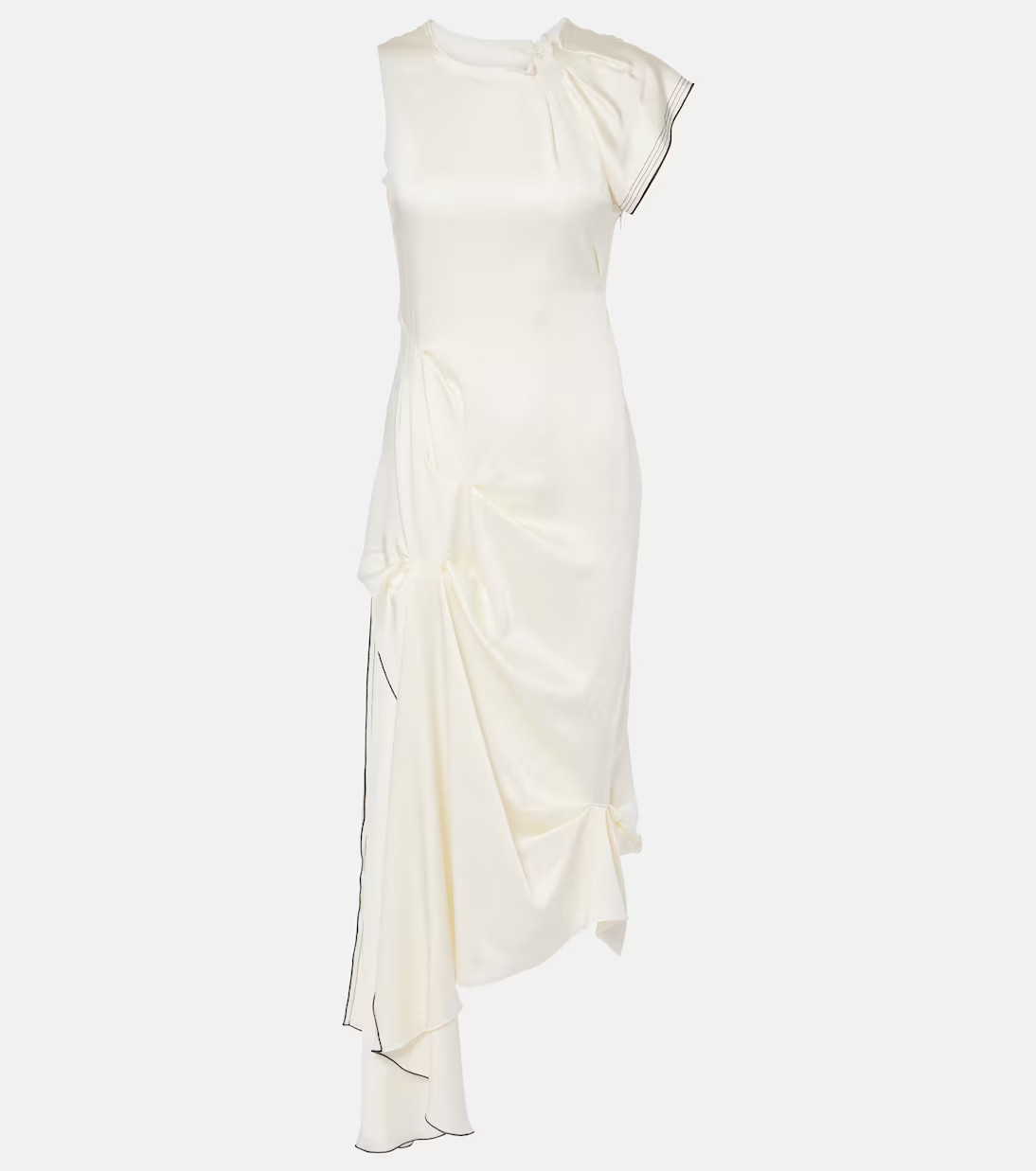 Gathered draped satin midi dress | Mytheresa (INTL)