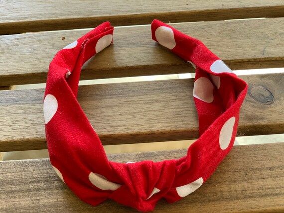 Knotted Fabric Headband in Red and White Dots | Etsy (US)