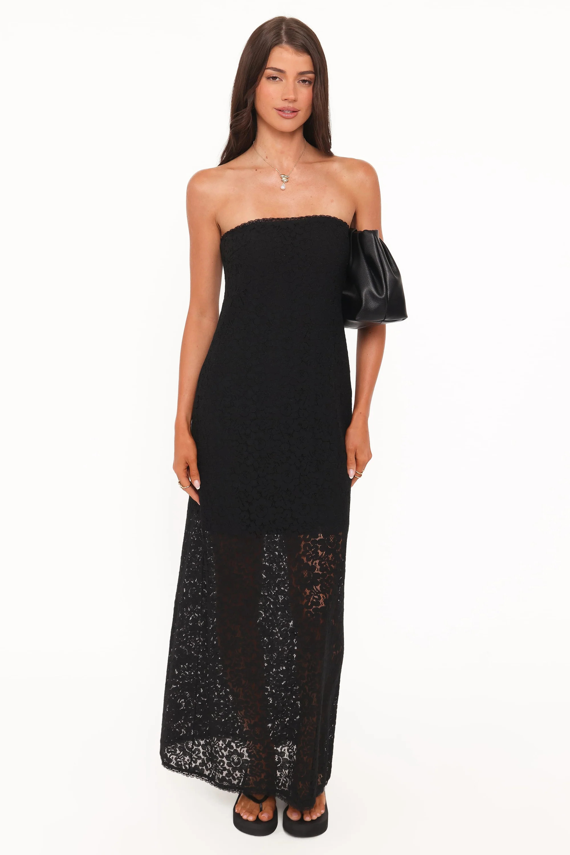 Sienna Strapless Maxi Dress - Black Lace | Petal & Pup (US)