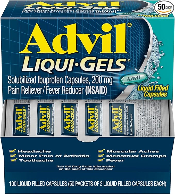 Advil Liqui-Gels Pain Reliever and Fever Reducer, Pain Medicine for Adults with Ibuprofen 200mg f... | Amazon (US)