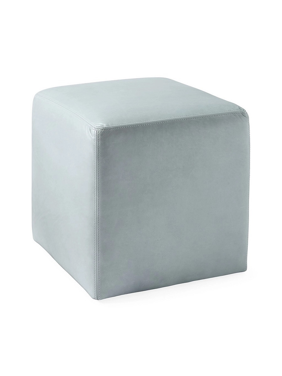 Harrison Swivel Cube - Coastal Blue Cottswald Leather | Serena and Lily