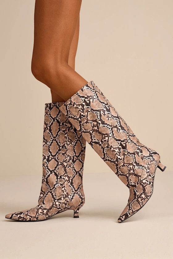 Alexandria Snake Knee-High Kitten Heel Boots | Lulus