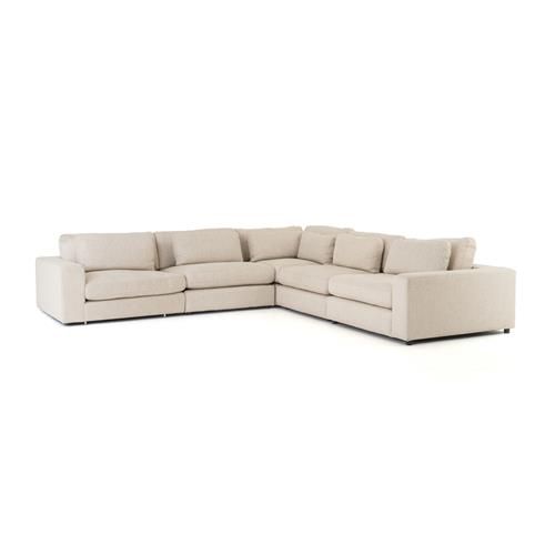 Candice Modern Classic Ivory Upholstered 5 Piece Sectional Cushion Sofa | Kathy Kuo Home
