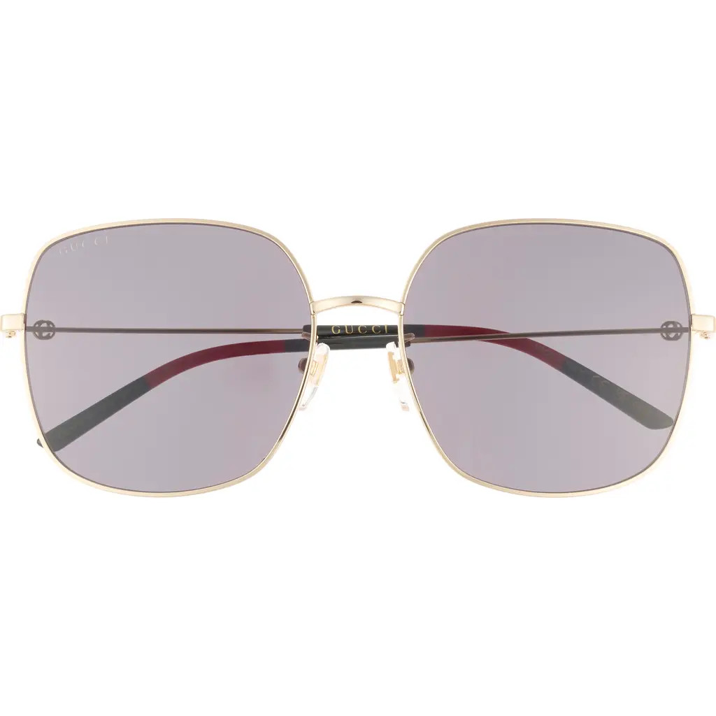 Gucci 59mm Square Sunglasses in Gold Gold Grey at Nordstrom Rack | Nordstrom Rack