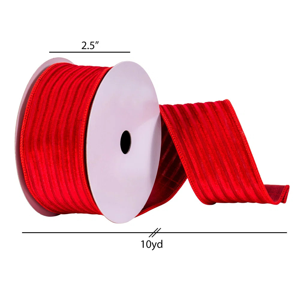 Vickerman 2.5" X 10 Yd Striped Mesh And Velvet Rib Fabric Ribbon | Wayfair North America