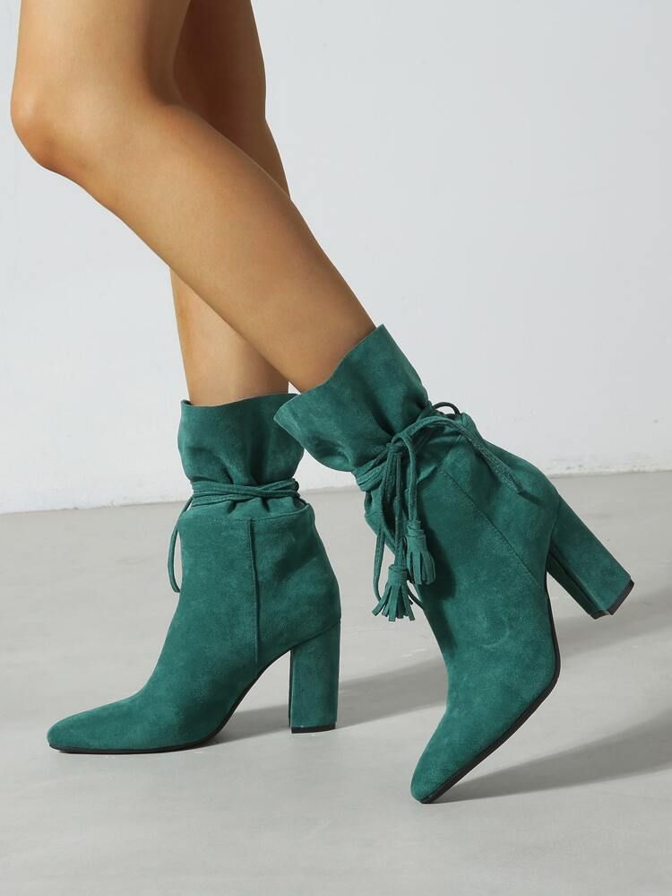 Tassel Decor Lace-up Chunky Boots | SHEIN