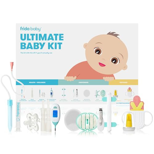 Frida Baby Ultimate Baby Kit, 10 piece New Born Essentials Gift Set Includes Wellness Sick Day, Gas Relief, Grooming Tools & Teething Toys | Amazon (US)